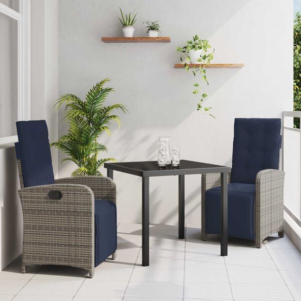 vidaXL Ensemble de salle à manger pour jardin 3 pcs Gris polyrotin