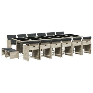 vidaXL Ensemble &agrave; manger de jardin et coussins 17 pcs gris clair rotin