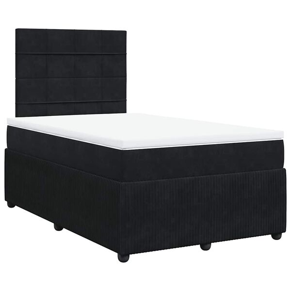 vidaXL Sommier &agrave; lattes de lit avec matelas noir 120x190 cm velours