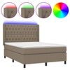 vidaXL Sommier &agrave; lattes de lit matelas et LED Taupe 140x200 cm Tissu