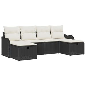 vidaXL Ensemble de Canap&eacute;s avec coussin 6 pcs Noir et Cr&egrave;me polyrotin