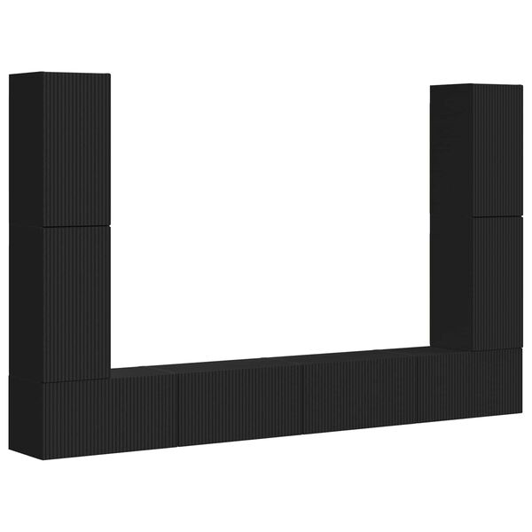 vidaXL Ensemble meuble TV 8 pcs Noir Bois d'ing&eacute;nierie