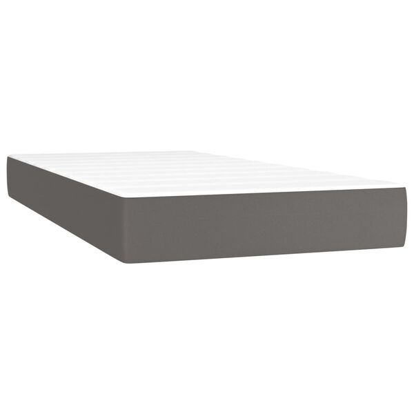 vidaXL Sommier &agrave; lattes de lit avec matelas Gris 90x200 cm Similicuir