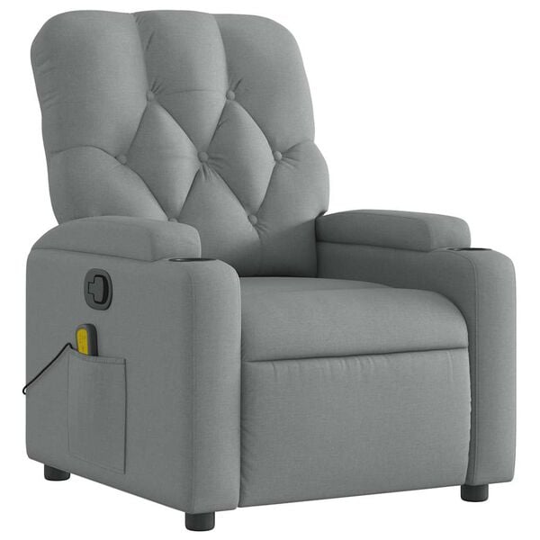 vidaXL Fauteuil de massage inclinable Gris clair Tissu