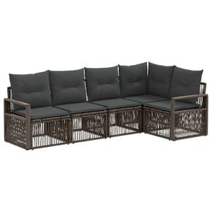 vidaXL Ensemble de canap&eacute; de jardin 5 pc Gris polyrotin