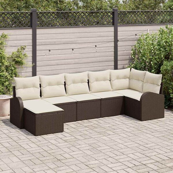 vidaXL Ensemble de canapé de jardin 7 pcs Marron Poly rotin