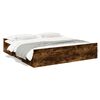 vidaXL Cadre de lit avec tiroirs sans matelas ch&ecirc;ne fum&eacute; 200x200 cm