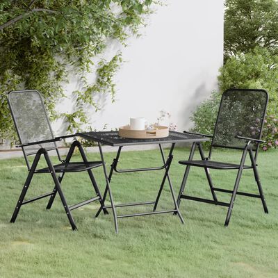 vidaXL Ensemble à manger de jardin 3 pcs Maille Métal Anthracite