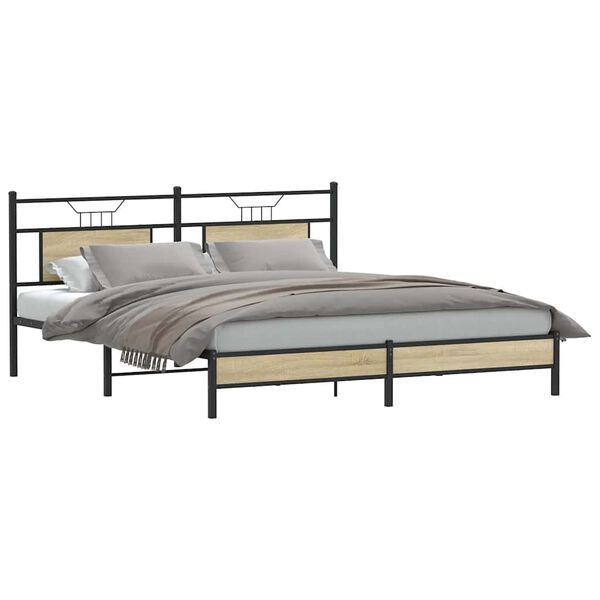 vidaXL Cadre de lit sans matelas ch&ecirc;ne sonoma 183x203 cm