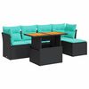 vidaXL Salon de jardin 6 pcs avec coussins noir r&eacute;sine tress&eacute;e