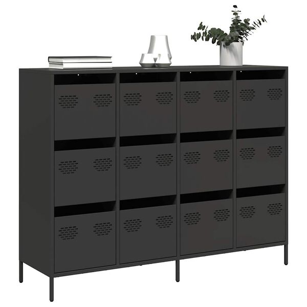 vidaXL Buffet noir 135x39x103,5 cm acier laminé à froid