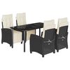 vidaXL Ensemble &agrave; manger de jardin coussins 5pcs Noir R&eacute;sine tress&eacute;e