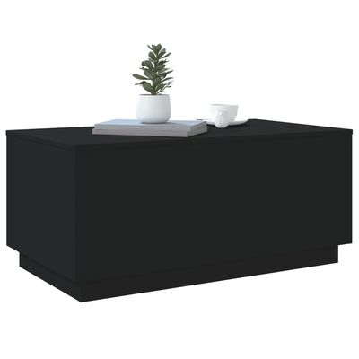 vidaXL Table basse avec lumières LED noir 90x50x40 cm