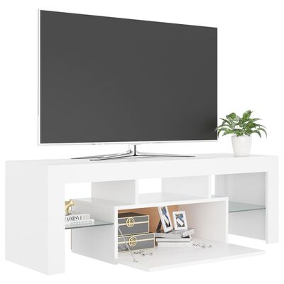 vidaXL Meuble TV avec lumières LED Blanc 120x35x40 cm