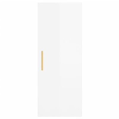 vidaXL Buffet haut Blanc brillant 34,5x34x180 cm Bois d'ingénierie