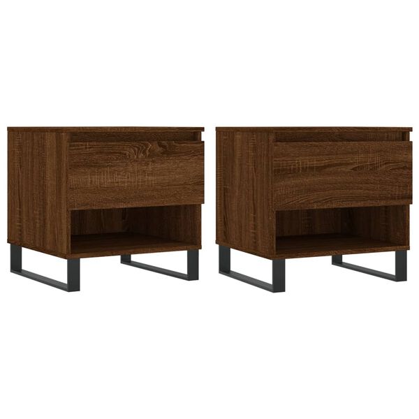 vidaXL Tables basses 2 pcs ch&ecirc;ne marron 50x46x50 cm bois d'ing&eacute;nierie