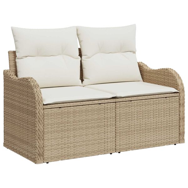 vidaXL Ensemble de canap&eacute; de jardin avec coussin 7 pcs beige et cr&egrave;me