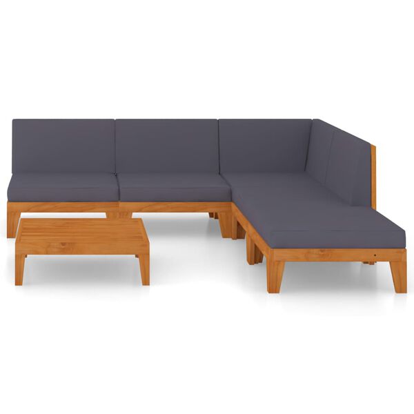 vidaXL Salon de jardin 6 pcs avec coussins Bois d'acacia solide
