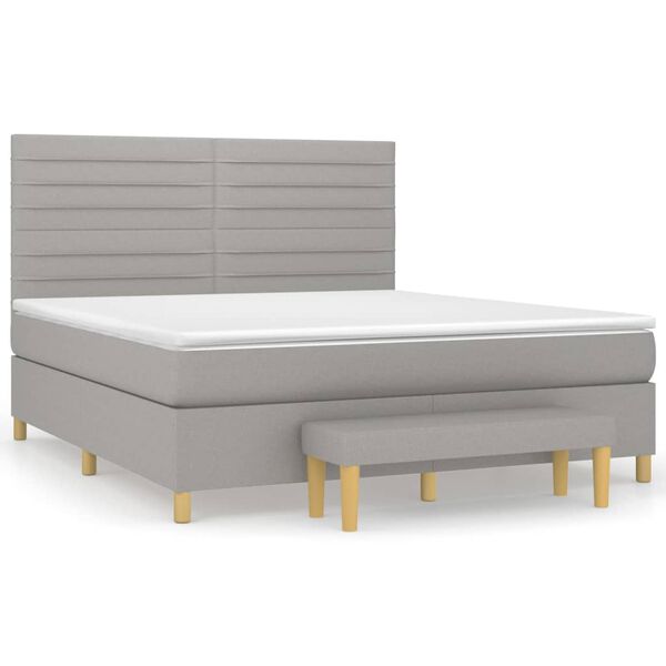 vidaXL Sommier &agrave; lattes de lit avec matelas Gris clair 160x200cm Tissu