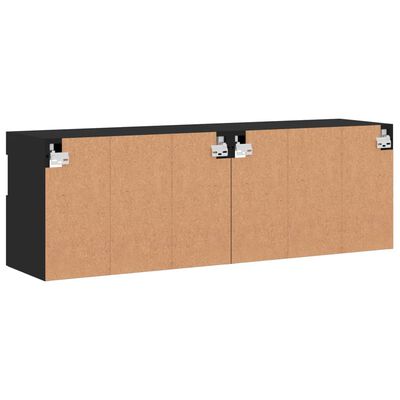 vidaXL Meubles TV muraux avec lumières LED 2 pcs noir 60x30x40 cm