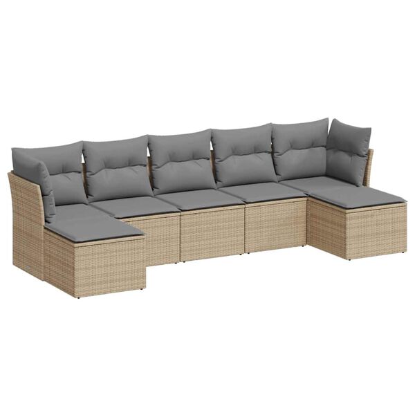 vidaXL Salon de jardin avec coussins 7 pcs gris clair r&eacute;sine tress&eacute;e