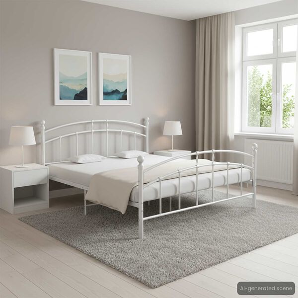 vidaXL Cadre de lit sans matelas blanc m&eacute;tal 140x200 cm