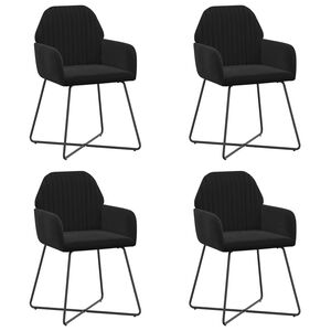 vidaXL Chaises de salle &agrave; manger 4 pc Velours Noir 55 x 50 x 84 cm