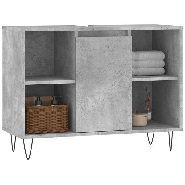 vidaXL Armoire salle de bain gris b&eacute;ton 80x33x60cm bois d'ing&eacute;nierie