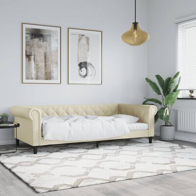 vidaXL Lit de jour sans matelas crème 90x200 cm similicuir