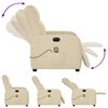 vidaXL Fauteuil inclinable de massage &eacute;lectrique cr&egrave;me tissu