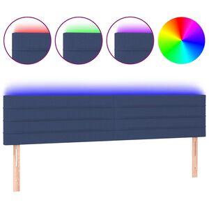 vidaXL T&ecirc;te de lit &agrave; LED Bleu 180x5x78/88 cm Tissu