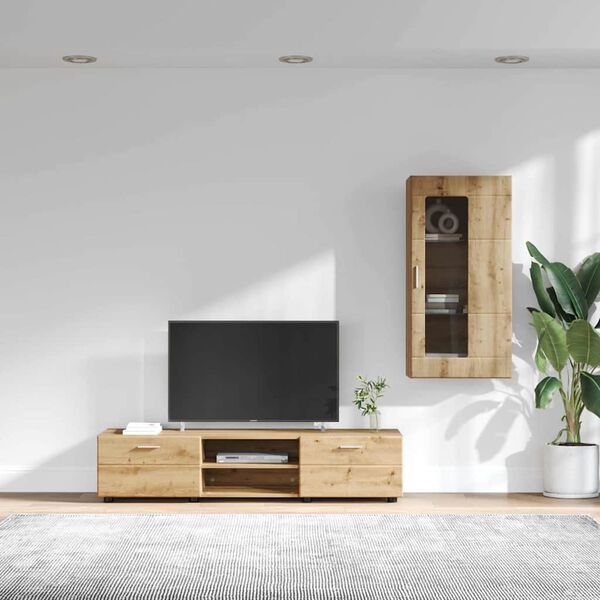 vidaXL Ensemble meuble TV avec porte Ch&ecirc;ne artisanal Bois d'ing&eacute;nierie