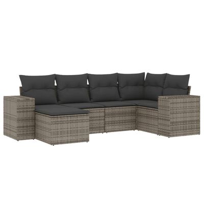 vidaXL Salon de jardin 6 pcs avec coussins gris résine tressée