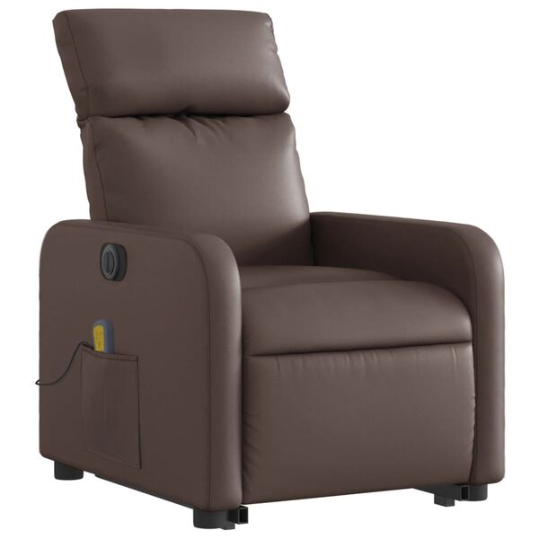 vidaXL Fauteuil inclinable de massage &eacute;lectrique marron similicuir