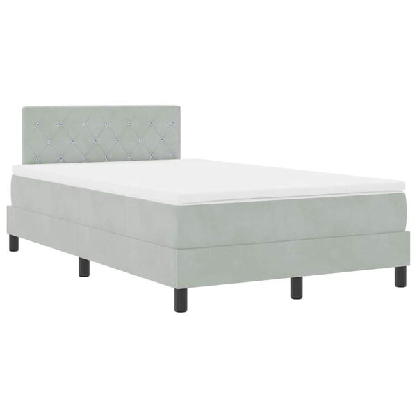 vidaXL Lit &agrave; ressorts avec matelas Gris clair 120 x 200 cm Velours