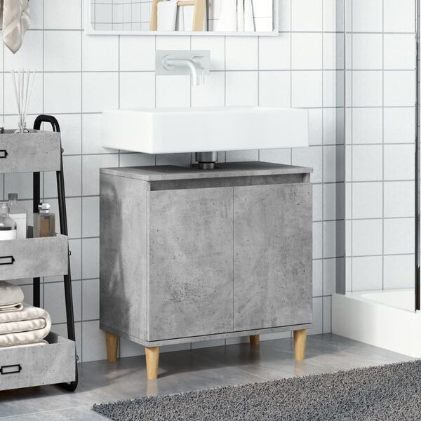 vidaXL Meuble de lavabo gris b&eacute;ton 58x33x60 cm bois d'ing&eacute;nierie