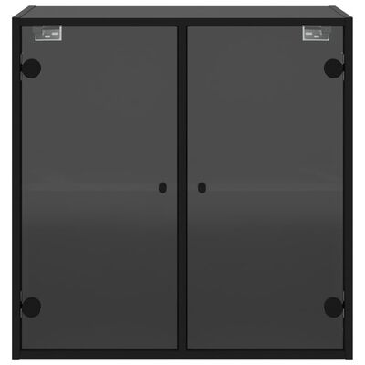 vidaXL Armoire murale avec portes en verre noir 68x37x68,5 cm