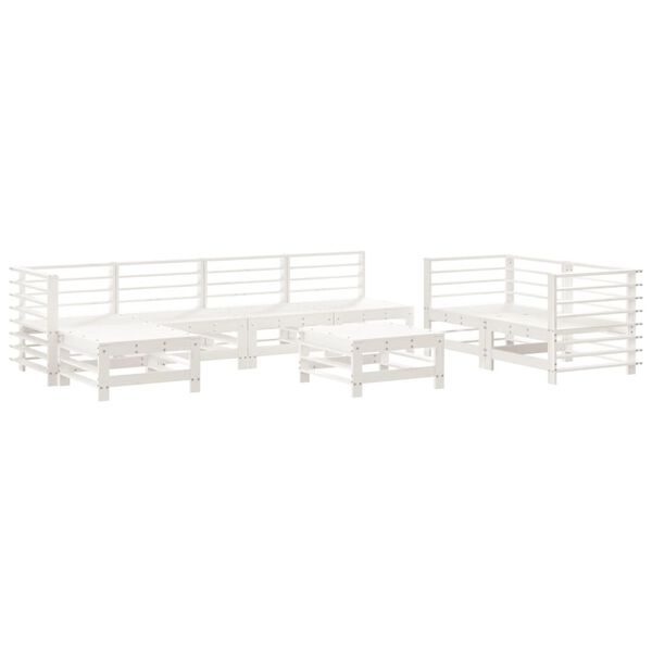vidaXL Salon de jardin 8 pcs Blanc Bois de pin massif