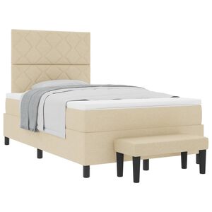 vidaXL Lit &agrave; ressorts avec t&ecirc;te de lit Cr&egrave;me 120 x 190 cm tissu