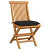 vidaXL Chaises de jardin et coussins noir lot de 6 Bois de teck massif