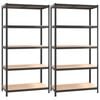 vidaXL &Eacute;tag&egrave;res &agrave; 5 niveaux 2pcs Anthracite Acier et bois d'ing&eacute;nierie