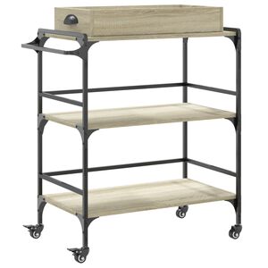 vidaXL Chariot de cuisine ch&ecirc;ne sonoma 81,5x41x92,5 cm bois ing&eacute;nierie
