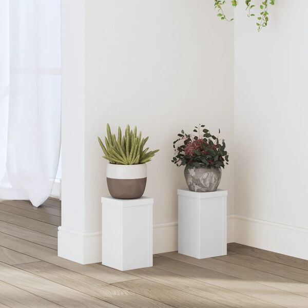 vidaXL Supports pour plantes 2 pcs blanc 10x10x18 cm bois d'ing&eacute;nierie
