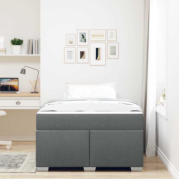 vidaXL Cadre de lit avec matelas Gris fonc&eacute; 120 x 190 cm tissu
