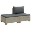 vidaXL 2 pc Ensemble de Salon en Rotin avec Coussins GENDT Gris Kubu