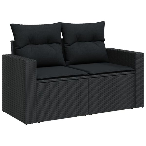 vidaXL Salon de jardin 5 pcs avec coussins noir r&eacute;sine tress&eacute;e
