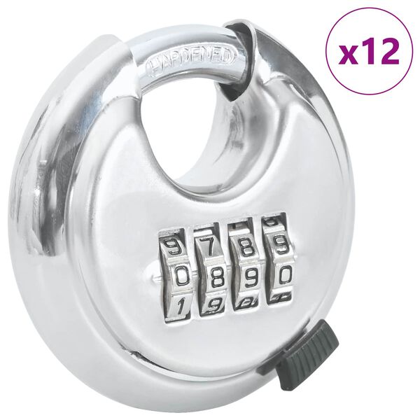 vidaXL Serrures Discus avec Cl&eacute;s 12 pcs Argent 7 x 2.3 x 7 cm