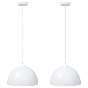 vidaXL Lampes suspendues 2 pcs hauteur r&eacute;glable E27 blanc &Oslash; 30cm m&eacute;tal