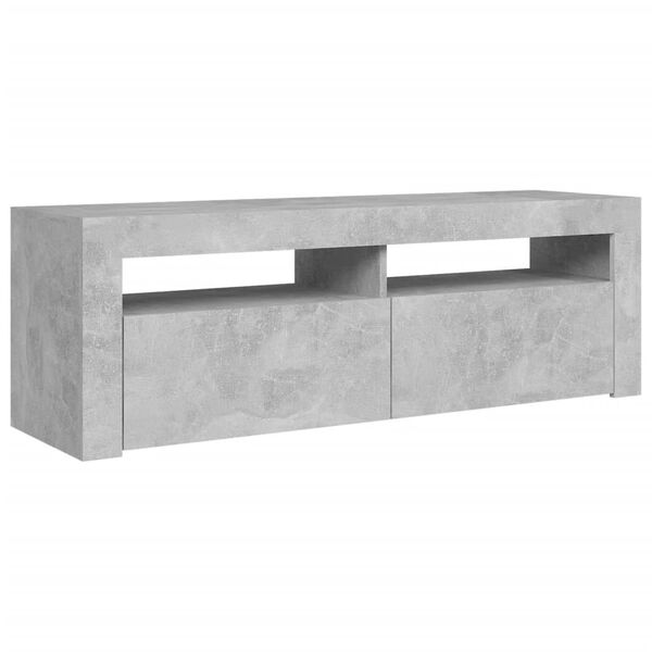 vidaXL Meuble TV avec lumières LED gris béton 120x35x40 cm