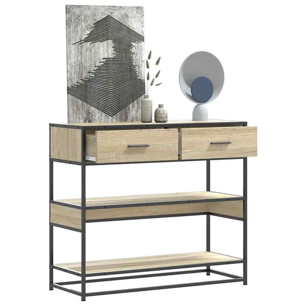 vidaXL Table console ch&ecirc;ne sonoma 90x35x80 cm bois d'ing&eacute;nierie